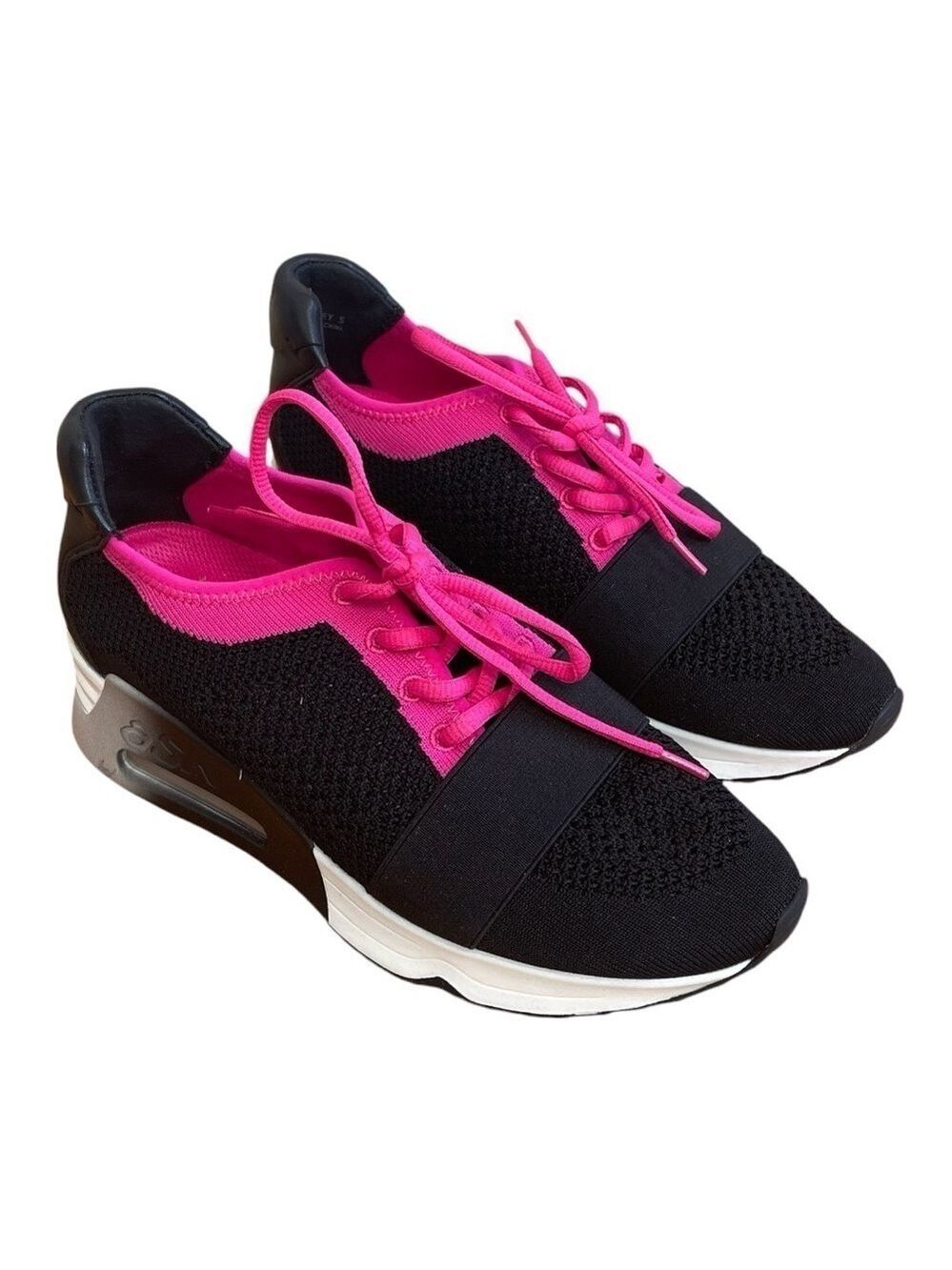 Ash AS-Lacey women’s Sneakers Platform Sz 38 Knit Sports Casual Black Pink